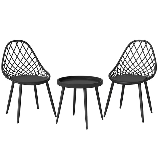 Photo of Outsunny 3-Piece Outdoor Bistro Set with 2 Chairs and Round Table for Garden, Balcony, Porch, Black in Black colour on a white background