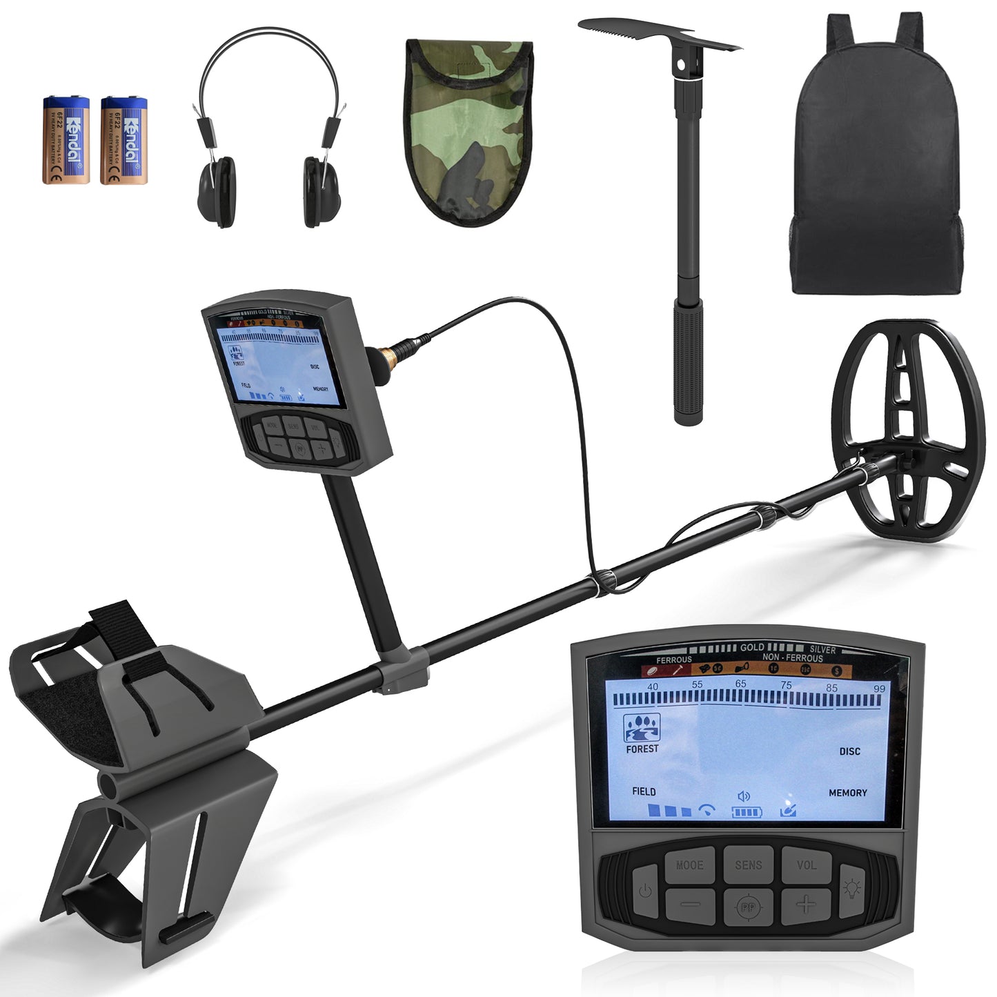 Photo of Outsunny Metal Detector for Adults and Beginners, Gold Detector with Higher Accuracy IP68 Waterproof Coil, 5 Professional Modes with Pinpoint & Memory Mode, Bigger Backlit LCD Display with DSP Chip in Chip colour on a white background