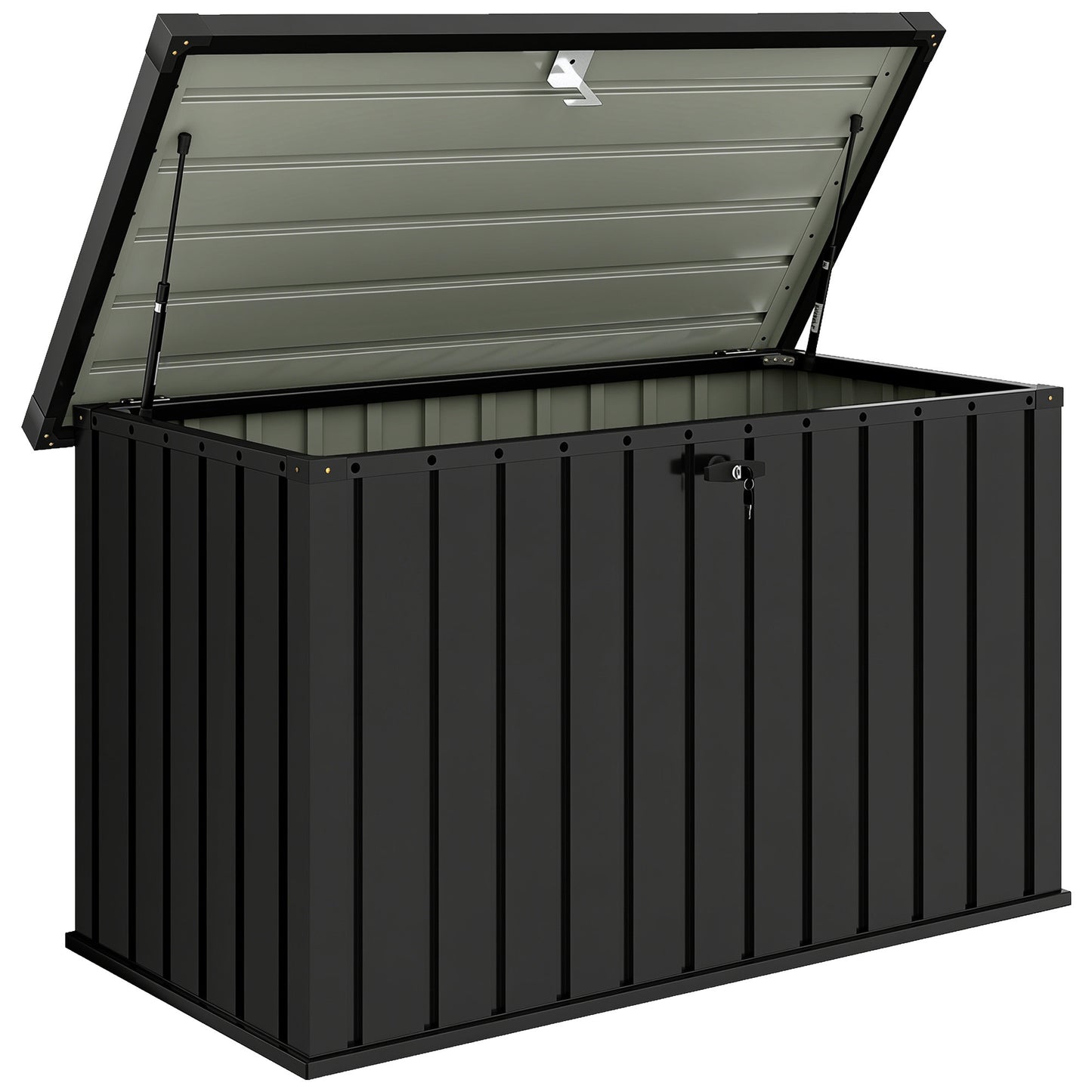 Photo of Outsunny 400L Galvanised Steel Garden Storage Box, Black in Black colour on a white background