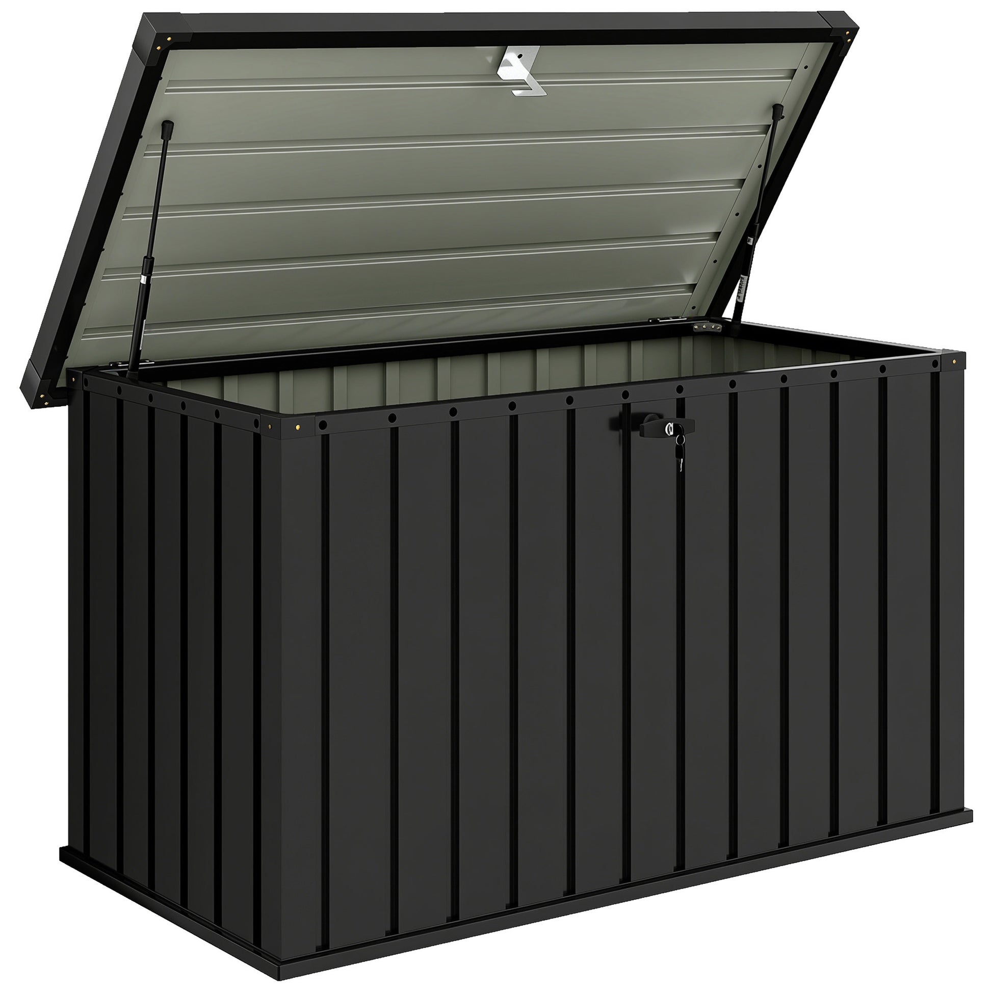 Photo of Outsunny 400L Galvanised Steel Garden Storage Box, Black in Black colour on a white background