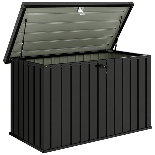 Photo of Outsunny 400L Galvanised Steel Garden Storage Box, Black in Black colour on a white background