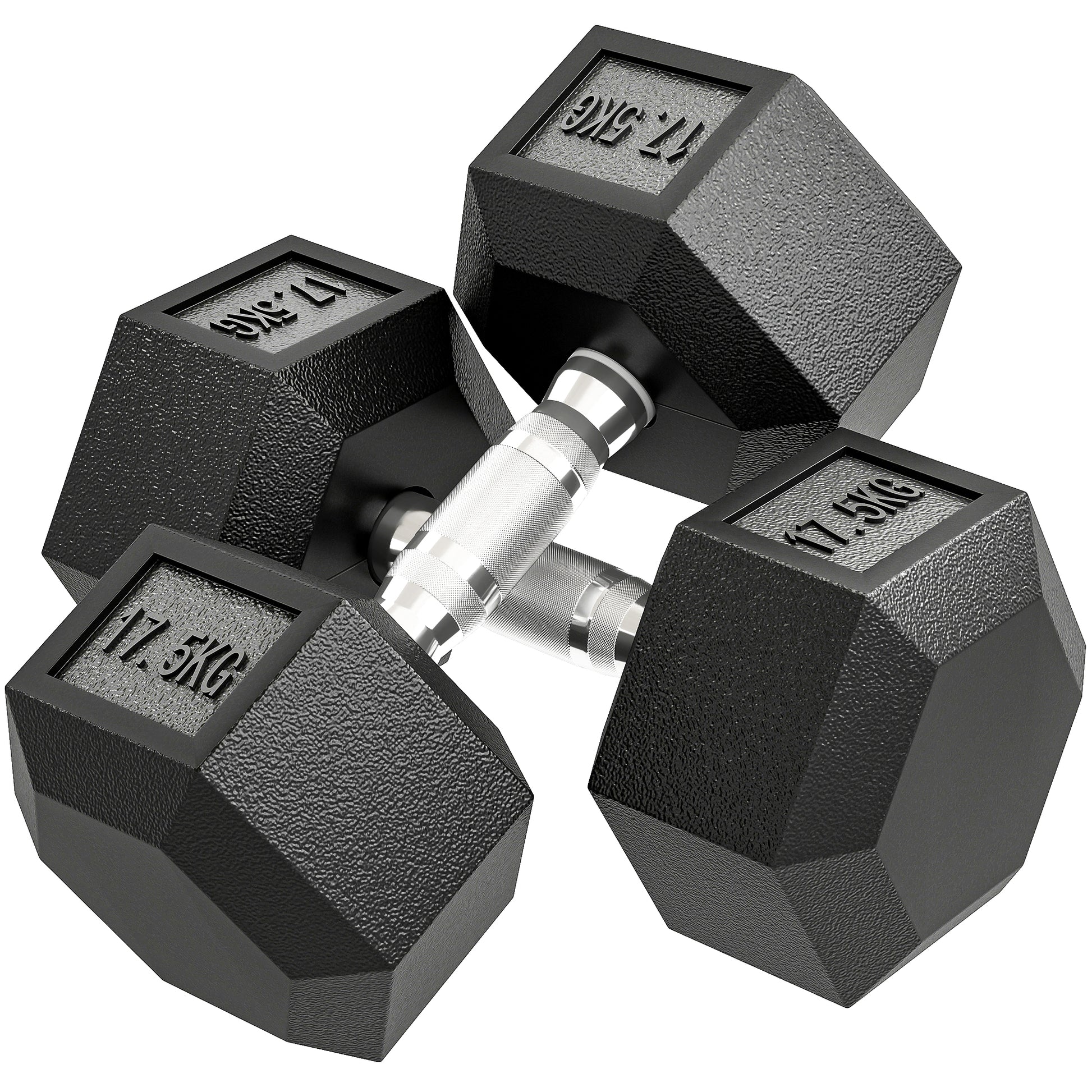 Photo of HOMCOM 2x17.5KG Rubber Hex Dumbbell Portable Hand Weights Dumbbell Home Gym in Gym colour on a white background