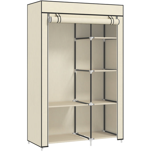 Photo of HOMCOM Fabric Wardrobe w/ Shelves Hanging Rail Foldable Wardrobe Cream in Cream colour on a white background