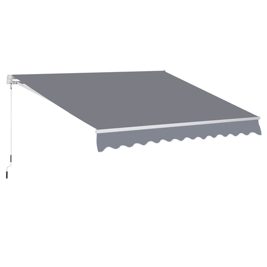 Photo of Outsunny 3 x 2.5m Manual Awning Canopy Sun Shade Shelter Retractable for Garden Grey in Grey colour on a white background