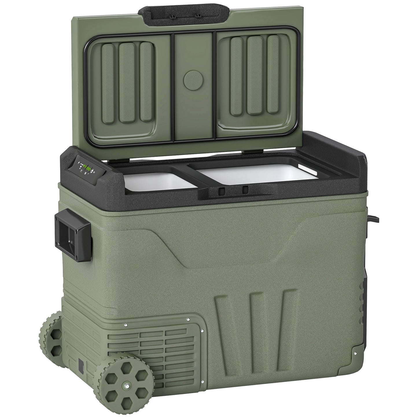 Photo of Outsunny 45L Two Compartment Car Fridge Cooler - Green in Green colour on a white background