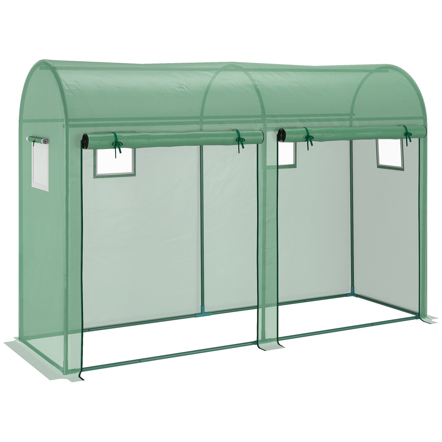 Photo of Outsunny Walk-in Greenhouse, Tomato Greenhouse with Double Doors & 4 Windows, Garden Plant Growth Green House with PE Cover, Steel Frame, Green, 3 x 1 x 2 m in m colour on a white background