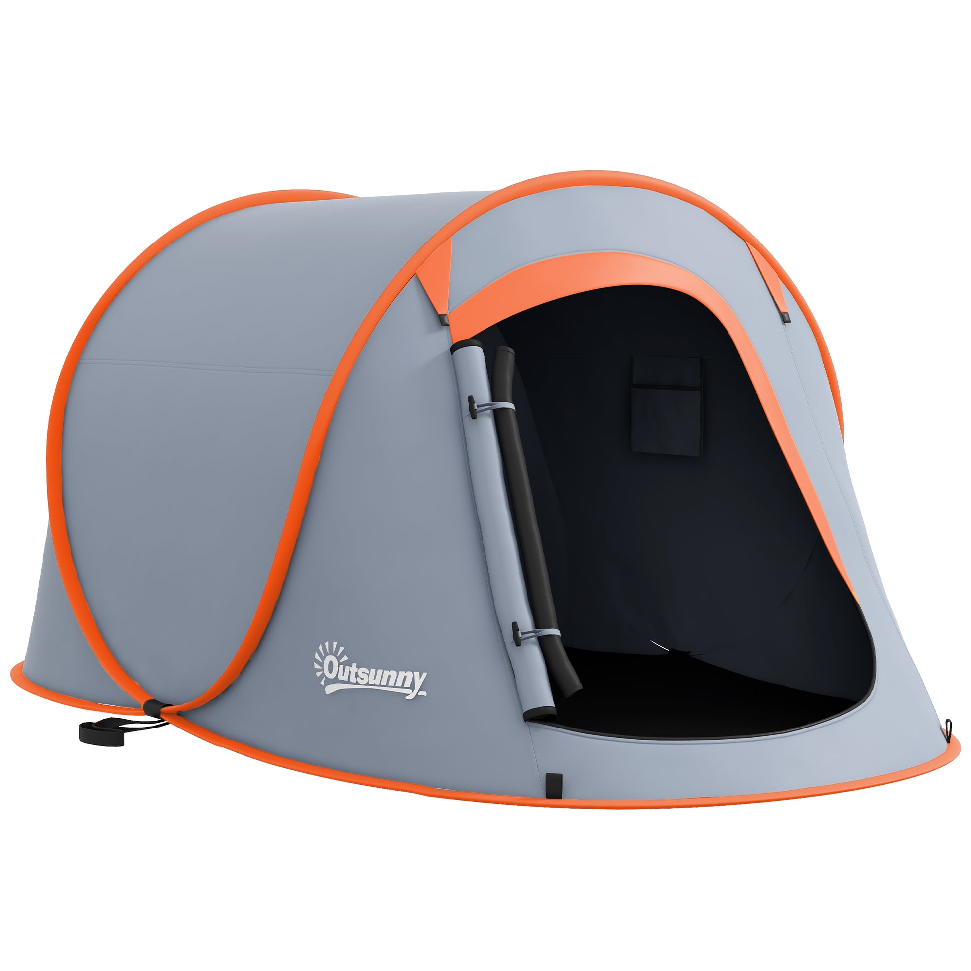Photo of Outsunny Two-Man Pop-Up Dome Tent, with Accessories - Grey in Grey colour on a white background
