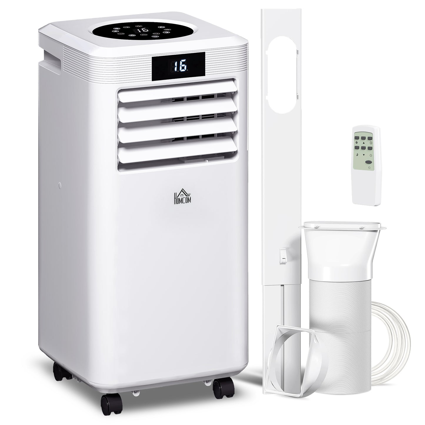 Photo of HOMCOM 10000 BTU Air Conditioning Unit, 3-in-1 Portable Air Conditioner, Dehumidifier, Cooling Fan with Remote Control, Digital Display, 2 Speeds, 24H Timer, Window Venting Kit, 22m² in 22m² colour on a white background