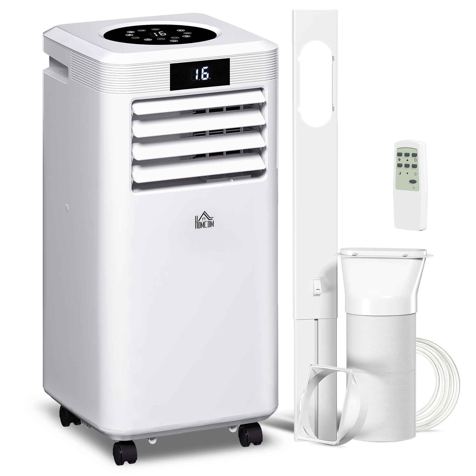 Photo of HOMCOM 10000 BTU Air Conditioning Unit, 3-in-1 Portable Air Conditioner, Dehumidifier, Cooling Fan with Remote Control, Digital Display, 2 Speeds, 24H Timer, Window Venting Kit, 22m² in 22m² colour on a white background