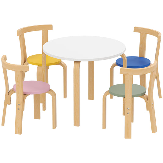 Photo of AIYAPLAY 5 Piece Kids Table and Chairs Set, Wooden Toddler Table and Chairs Set for Nursery, Playroom, Classroom, for 3-8 Years in Years colour on a white background