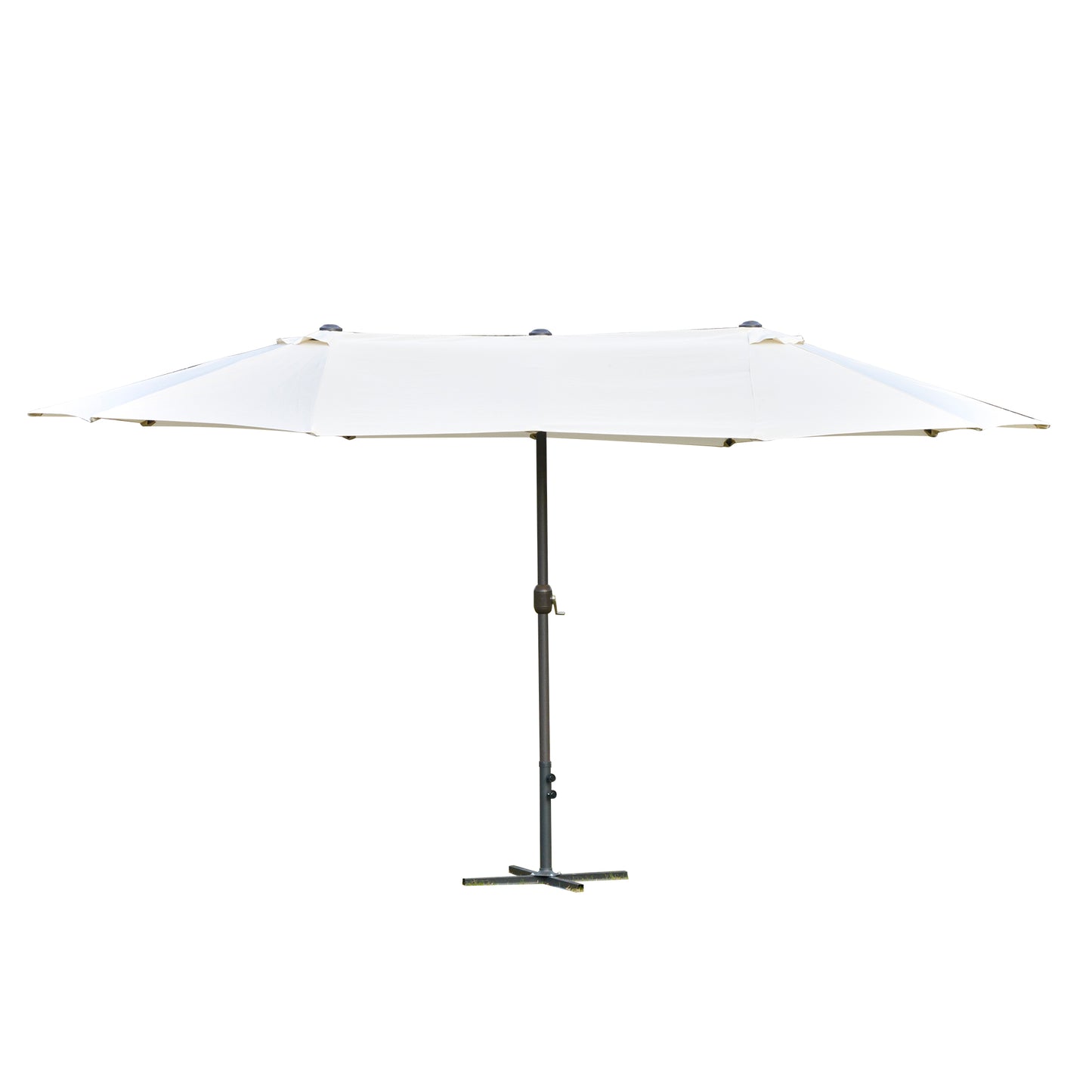 Photo of Outsunny 4.6M Sun Umbrella Canopy Double-sided Crank Sun Shade w/ Cross Base Off White in White colour on a white background