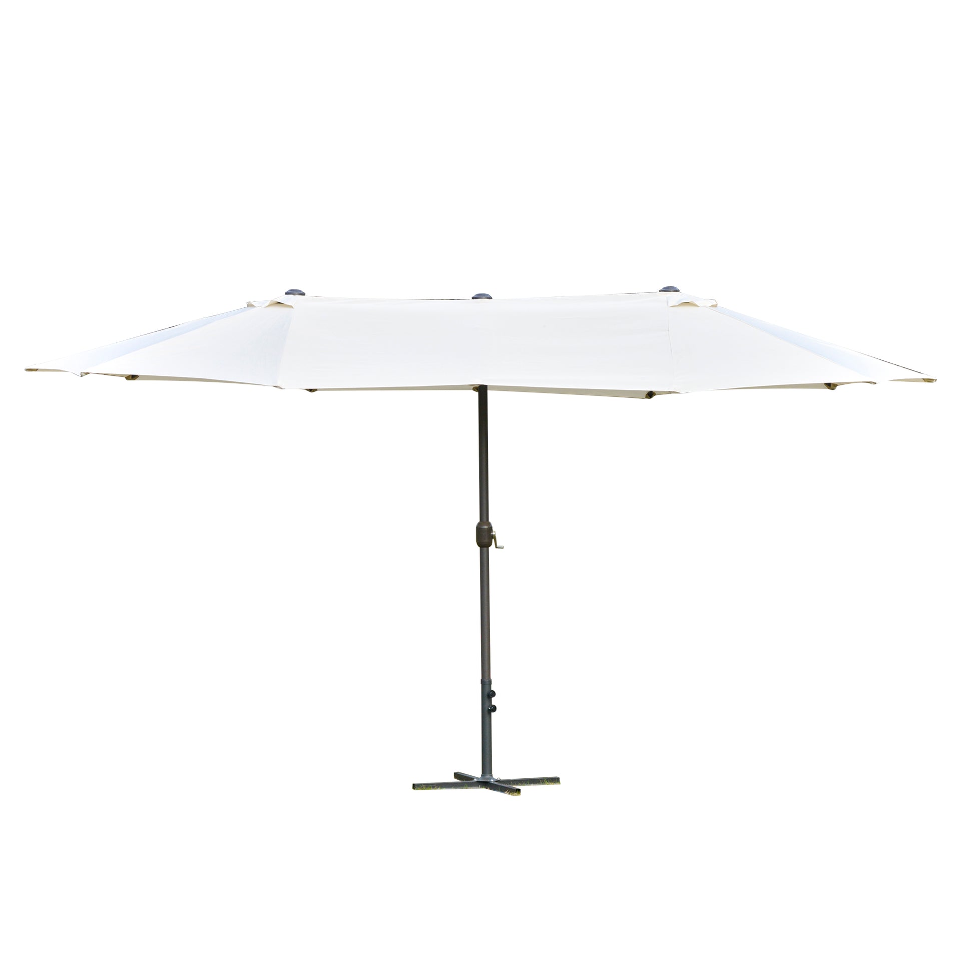 Photo of Outsunny 4.6M Sun Umbrella Canopy Double-sided Crank Sun Shade w/ Cross Base Off White in White colour on a white background