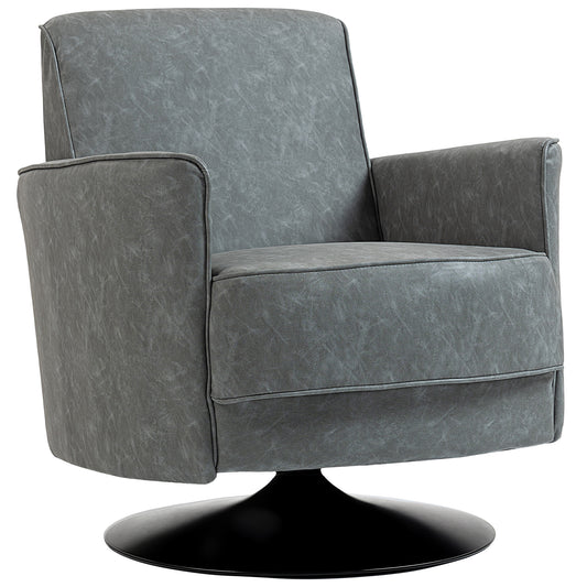 Photo of HOMCOM Upholstered Swivel Accent Chair with Thick Padding, Grey in Grey colour on a white background