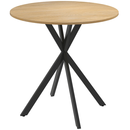 Photo of HOMCOM 80cm Industrial Round Dining Table - White Oak in Oak colour on a white background