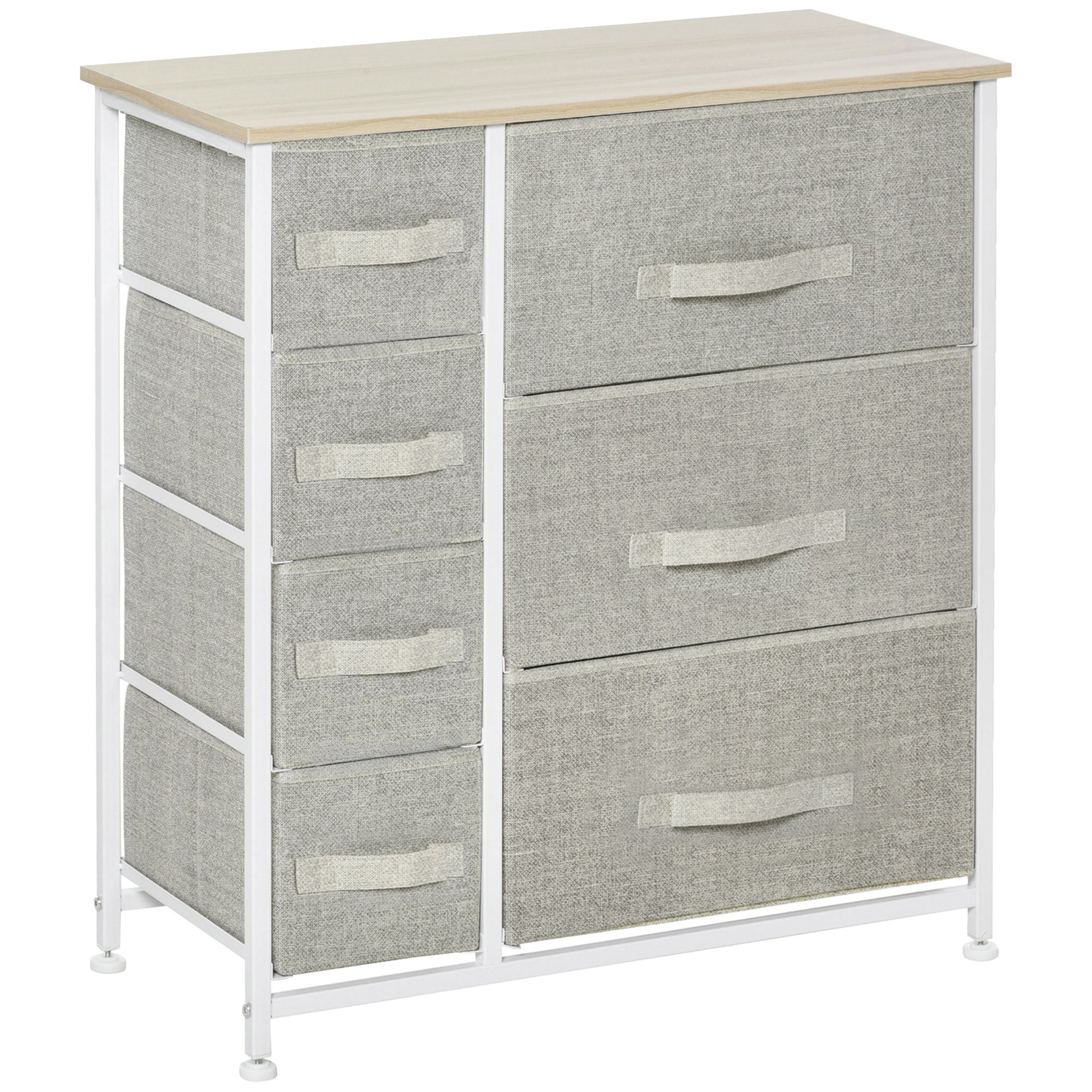 Photo of HOMCOM Chest of Drawers with 7 Drawers, Fabric Drawers with Large Storage Space, Drawers Dresser with Metal Frame, Adjustable Feet for Bedroom Living Room, Light Grey in Grey colour on a white background