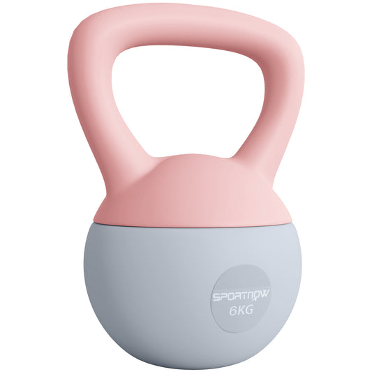 Photo of SPORTNOW 6KG Soft Kettlebell, Kettlebell with Non-Slip Handle for Home Gym, Weight Lifting, Strength Training, Pink/Grey in Pink/Grey colour on a white background