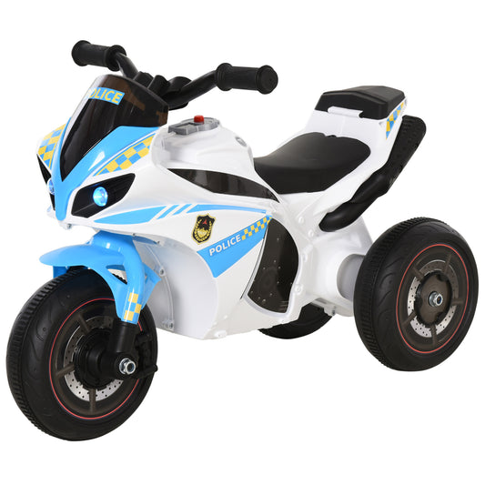 Photo of HOMCOM Kids Ride-On Police Bike 3-Wheel Vehicle w/ Music Lights Seat Handlebars Toddler NO POWER Child Learning Fun Development 18-36 Months Blue in Blue colour on a white background