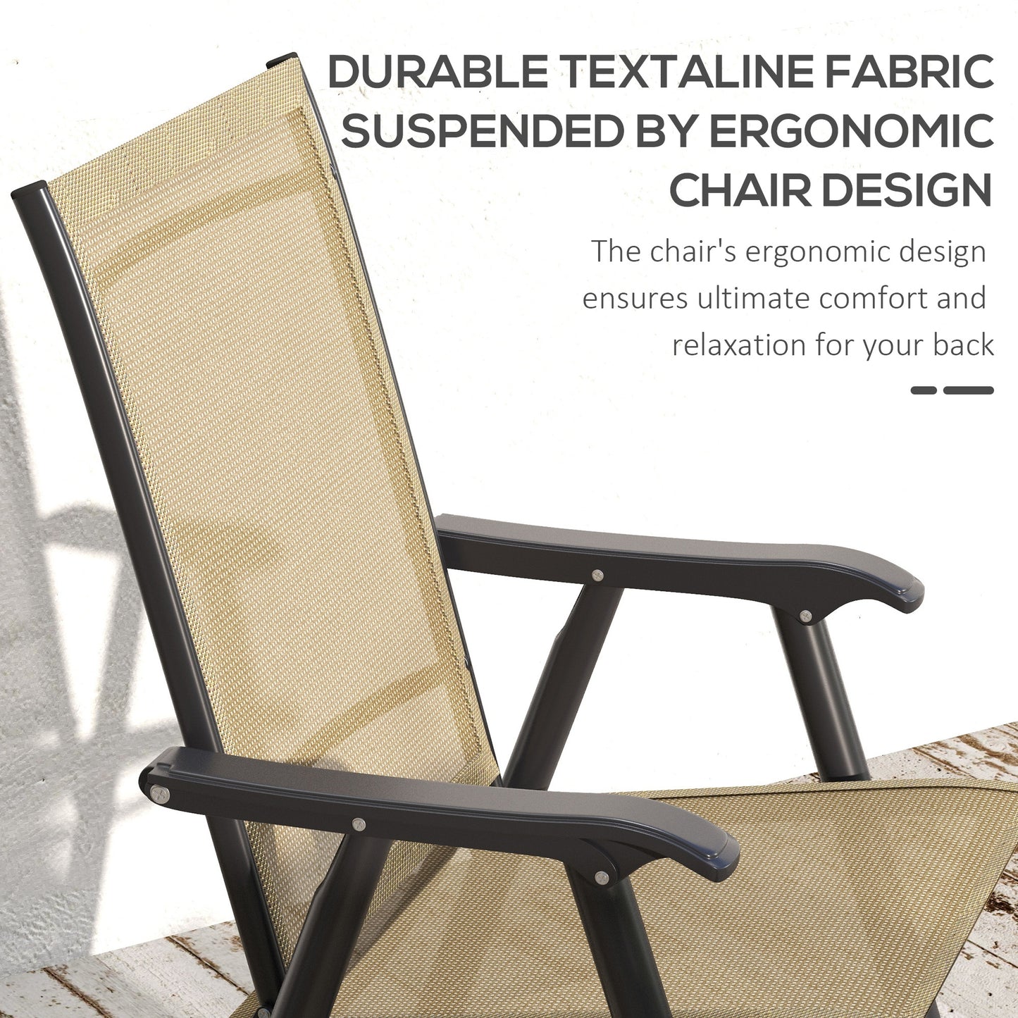 Outsunny Set of Four Folding Garden Chairs - Light Brown