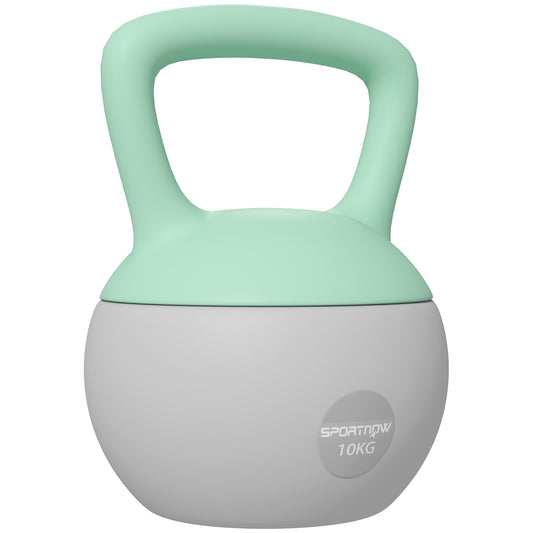 Photo of SPORTNOW 10KG Soft Kettlebell, Kettlebell with Non-Slip Handle for Home Gym, Weight Lifting, Strength Training, Green/Grey in Green/Grey colour on a white background