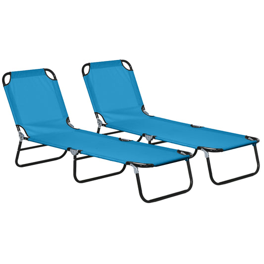 Photo of Outsunny Garden Sun Lounger, with Five-Position Back - Sky Blue in Blue colour on a white background