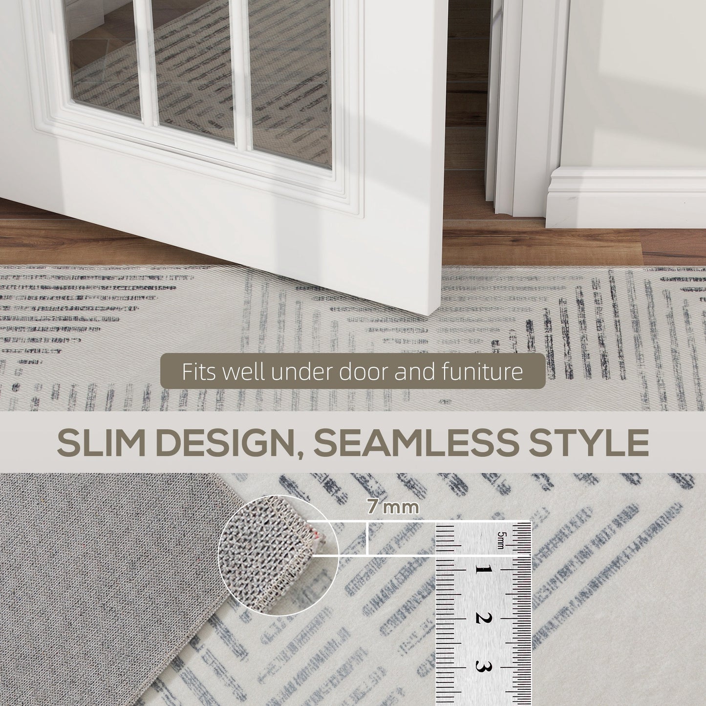 HOMCOM Modern Area Rug, Geometric Pattern Non-Slip Washable Rug, Soft Floor Carpet for Living Room, Bedroom, Dining Room, Home Office, 290 x 200 cm, Grey