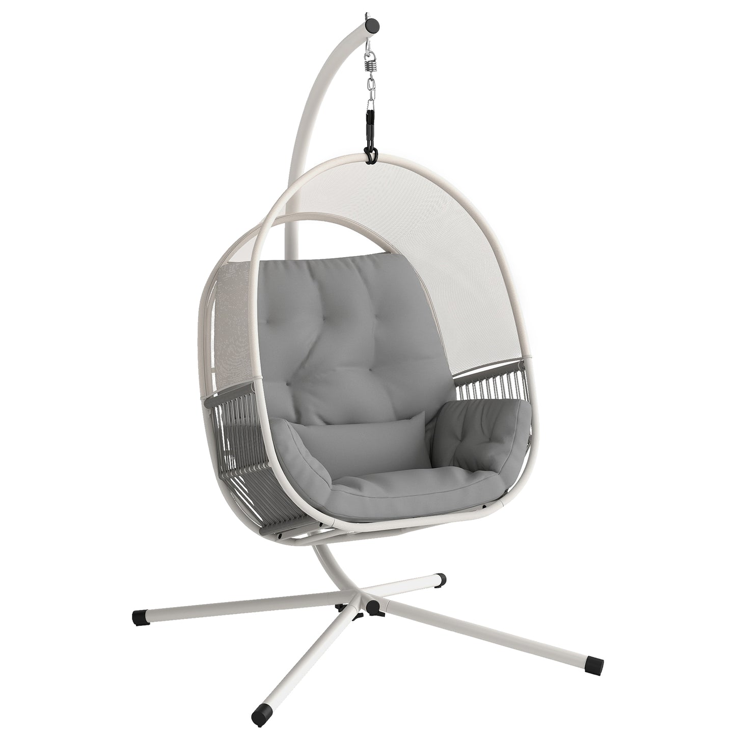 Photo of Outsunny Hanging Egg Chair, with Cushion - Light Grey in Grey colour on a white background