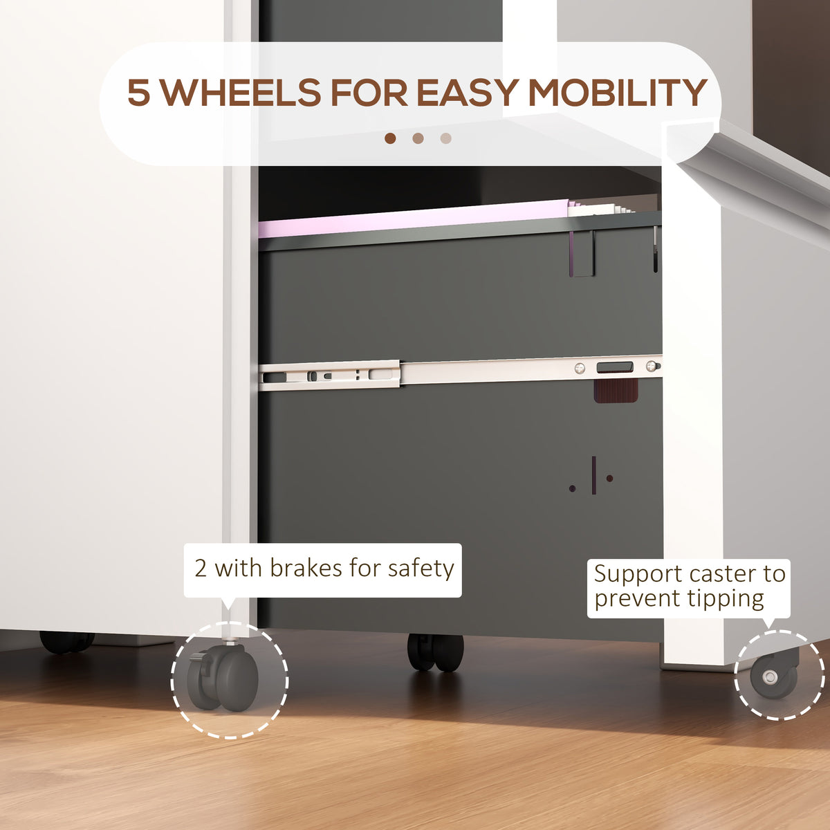 Vinsetto 2-Drawer Filing Cabinet w/ Adjustable Hanging Bar Lockable File Cabinet White