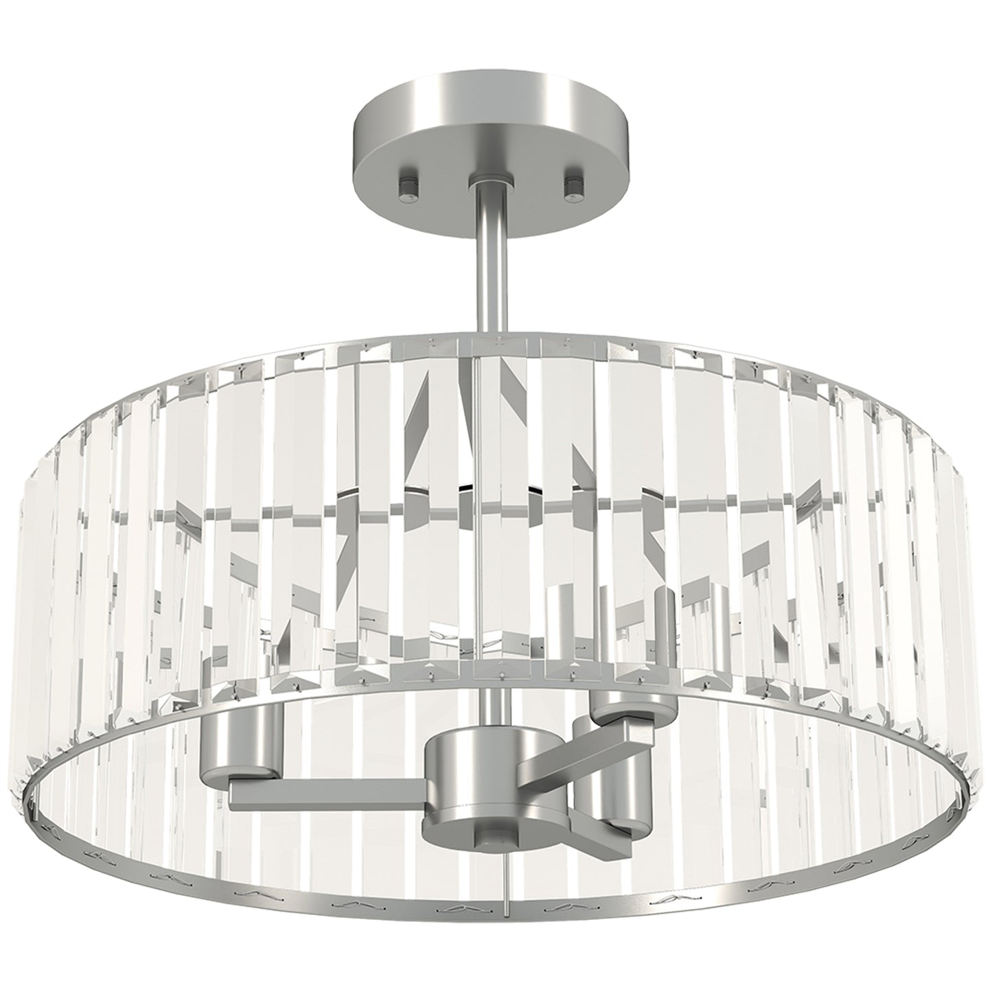 Photo of HOMCOM Crystal Ceiling Light Fixture, Semi Flush Mount Modern Crystal Chandelier Ceiling Light for Living Room, Bedroom, Hallway, Dining Room, E14 Base 3-Lights, Bulbs Not Included, Silver Tone in Tone colour on a white background