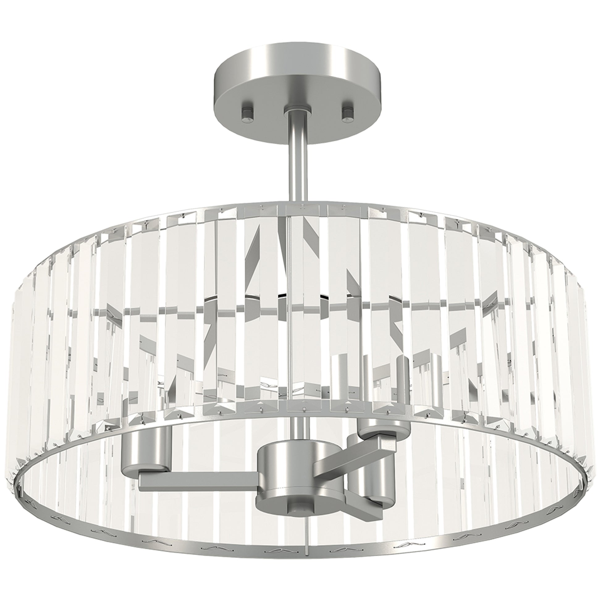 Photo of HOMCOM Crystal Ceiling Light Fixture, Semi Flush Mount Modern Crystal Chandelier Ceiling Light for Living Room, Bedroom, Hallway, Dining Room, E14 Base 3-Lights, Bulbs Not Included, Silver Tone in Tone colour on a white background