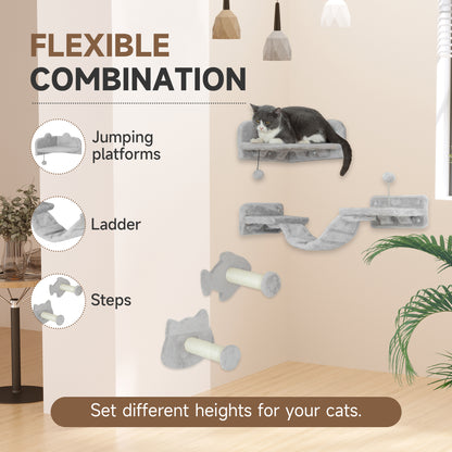 PawHut cat wall shelves, ladder and scratching steps arranged at different heights