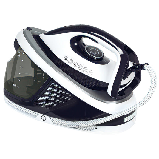 Photo of HOMCOM Steam Generator Iron, Energy-Saving, Self-Cleaning, Powerful Vertical Steam, Automatic Shut-Off, Ceramic Non-stick Soleplate, Large 1.5L Detachable Water Tank, 8 Bar, c, Blue in Blue colour on a white background