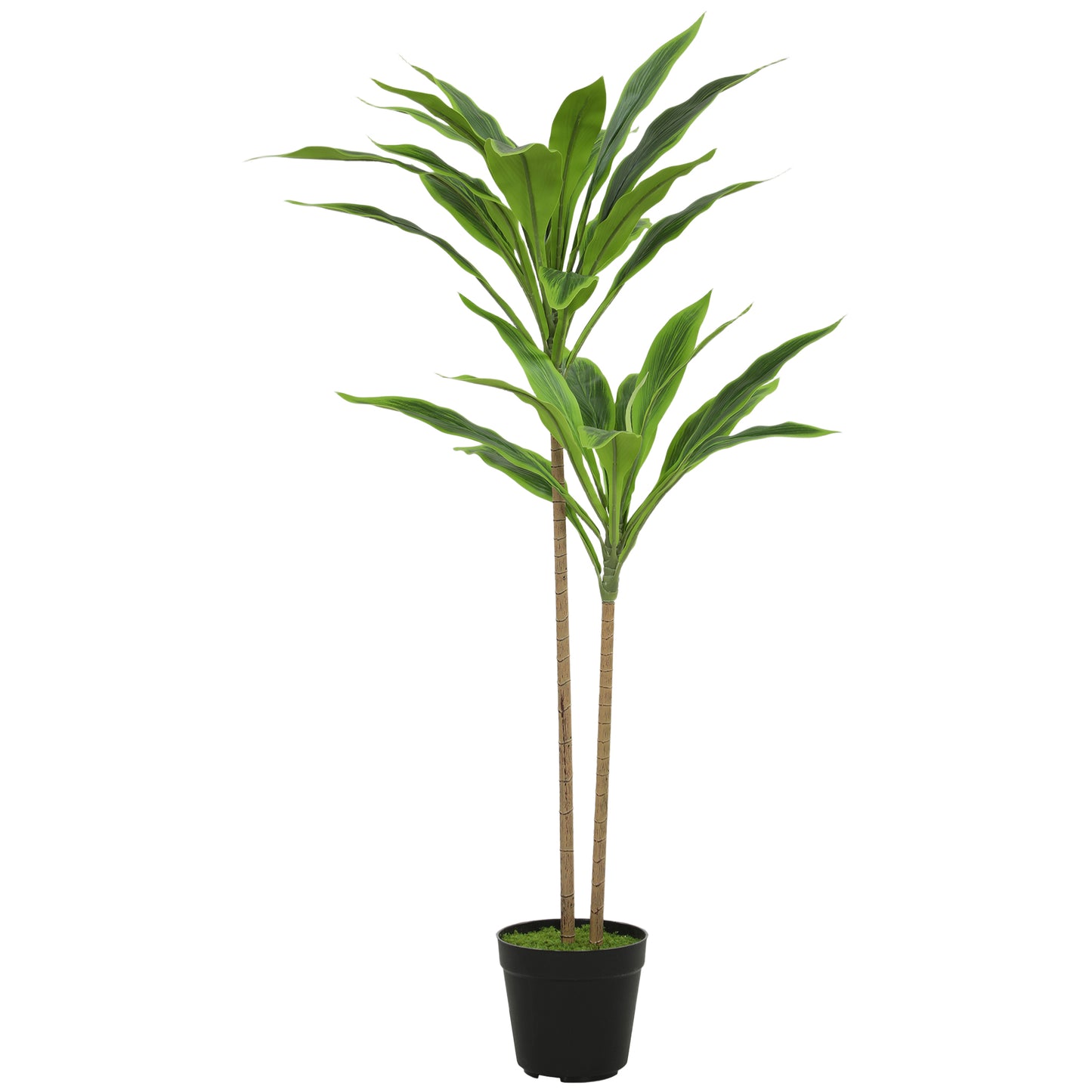 Photo of HOMCOM 90 cm Artificial Cordyline Tree in Moss Effect Pot, Realistic PEVA Faux Plant, Green in Green colour on a white background