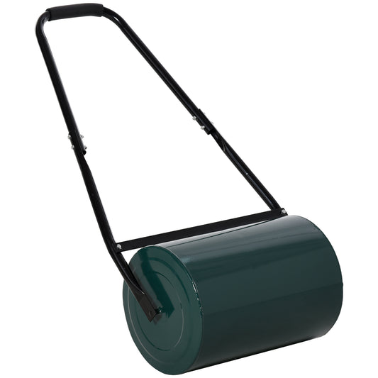 Photo of Outsunny 30 L Heavy Duty Water Or Sand Filled Φ30cm Garden Steel Lawn Roller Drum - Dark Green in Green colour on a white background