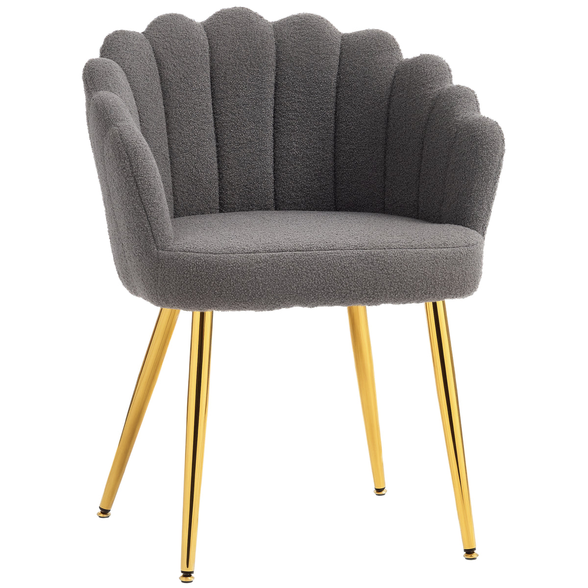 Photo of HOMCOM Lounge Chair Petal-Back Armchair Metal Metal Legs for Living Room Bedroom, Grey in Grey colour on a white background