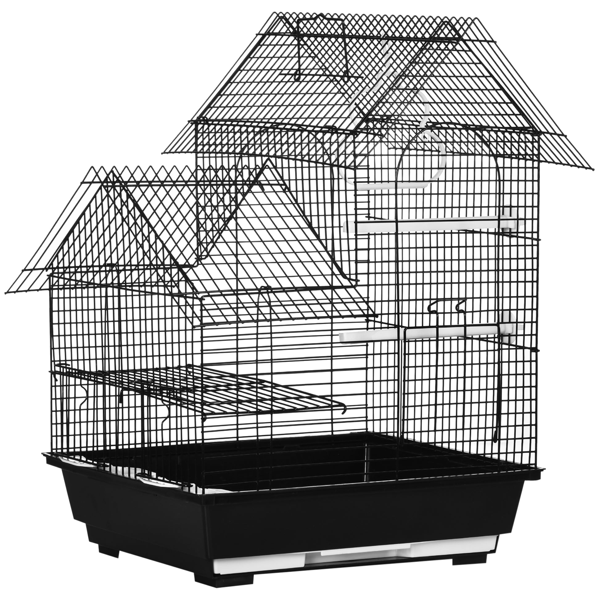 Photo of PawHut Metal Bird Cage for Finch, Canary w/ Food Containers, Swing Ring, Tray, Handle, 39 x 33 x 47cm in 47cm colour on a white background