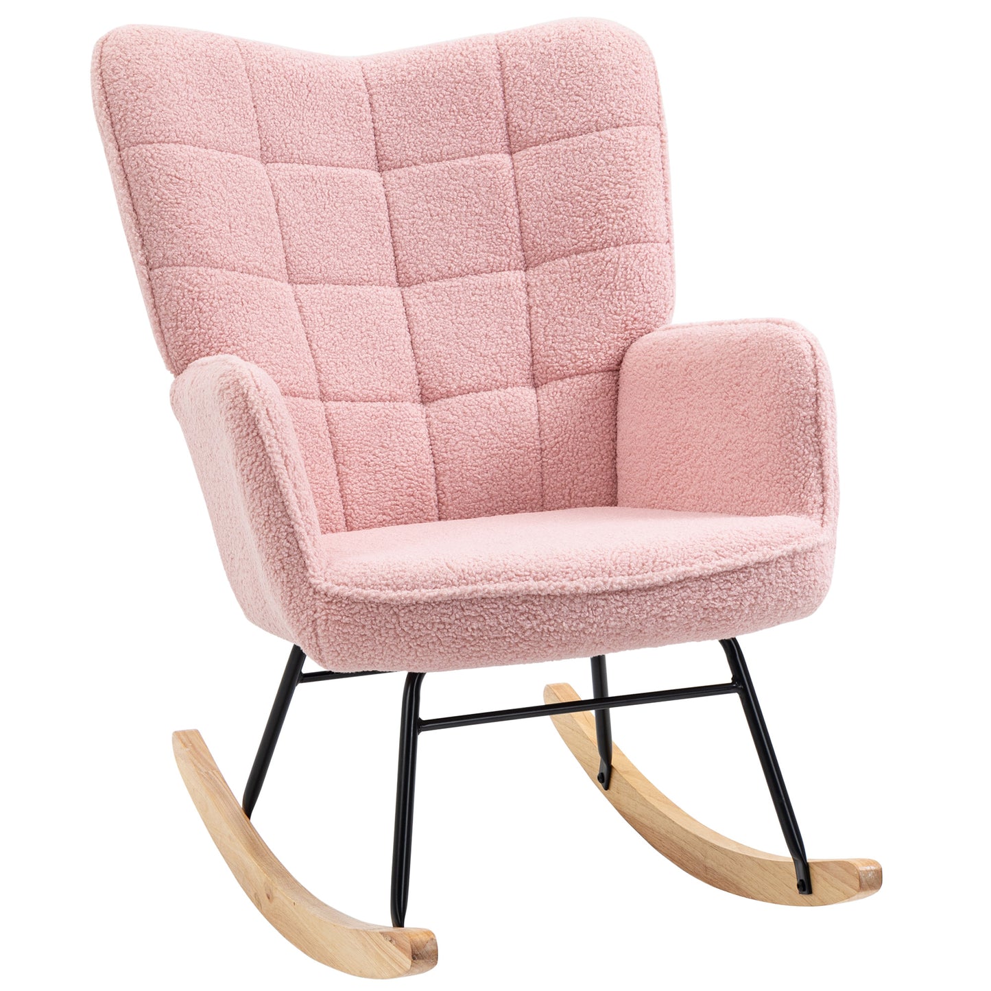 Photo of HOMCOM Soft Fleecey Rocking Wingback Chair - Pink in Pink colour on a white background