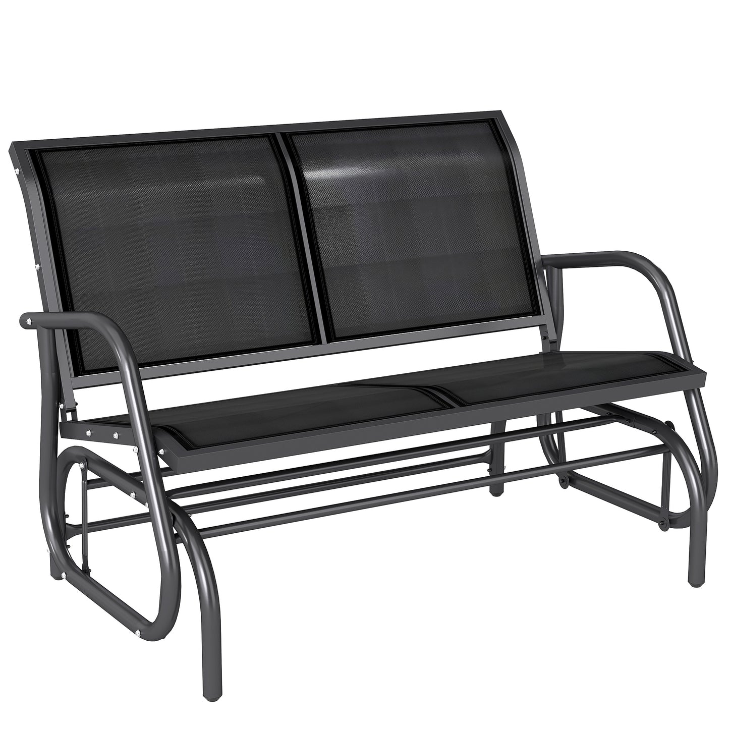 Photo of Outsunny 2-Person Outdoor Glider Bench Patio Double Swing Gliding Chair Loveseat w/Power Coated Steel Frame for Garden Patio Porch, Black in Black colour on a white background