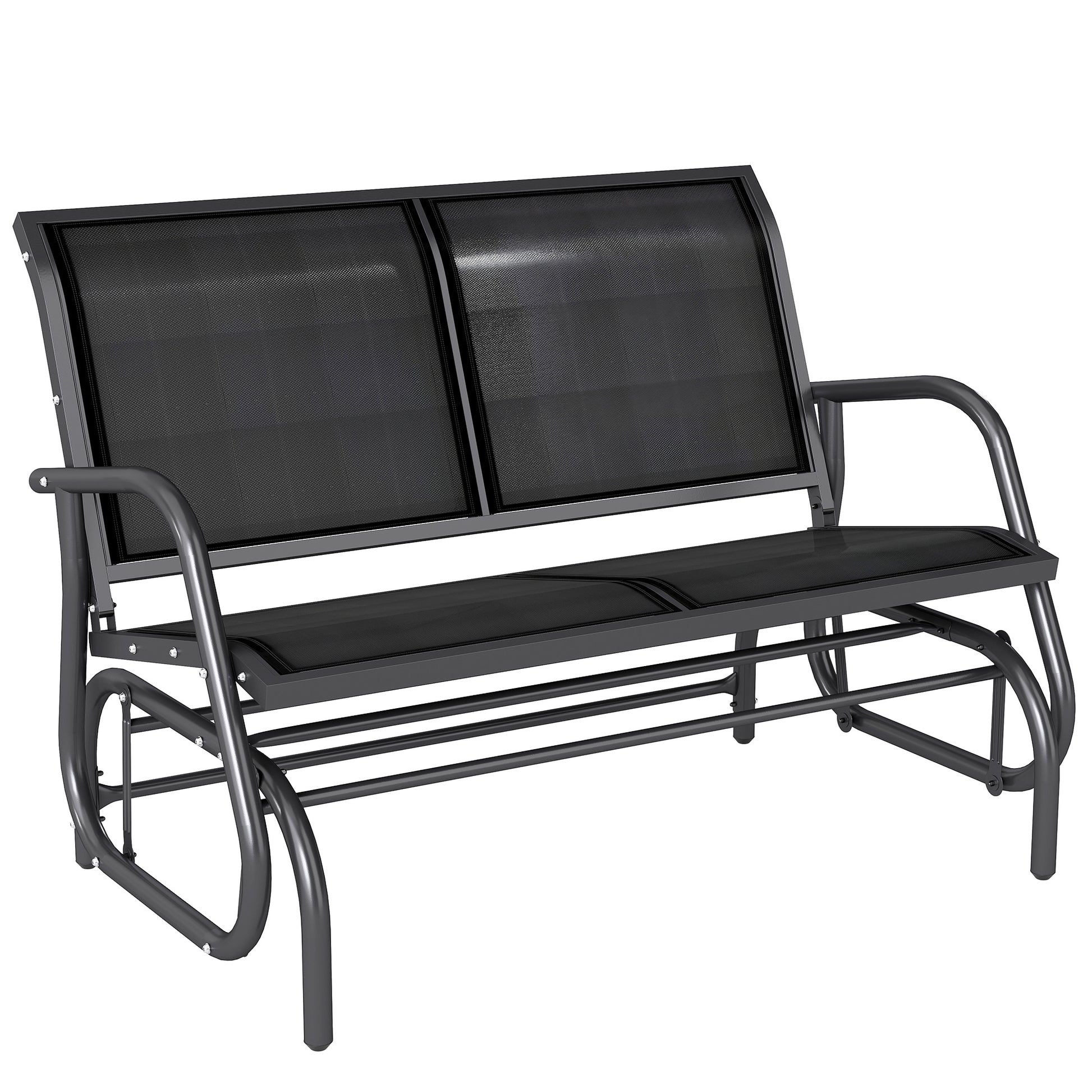 Photo of Outsunny 2-Person Outdoor Glider Bench Patio Double Swing Gliding Chair Loveseat w/Power Coated Steel Frame for Garden Patio Porch, Black in Black colour on a white background