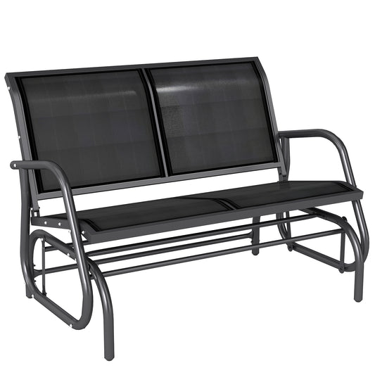 Photo of Outsunny 2-Person Outdoor Glider Bench Patio Double Swing Gliding Chair Loveseat w/Power Coated Steel Frame for Garden Patio Porch, Black in Black colour on a white background