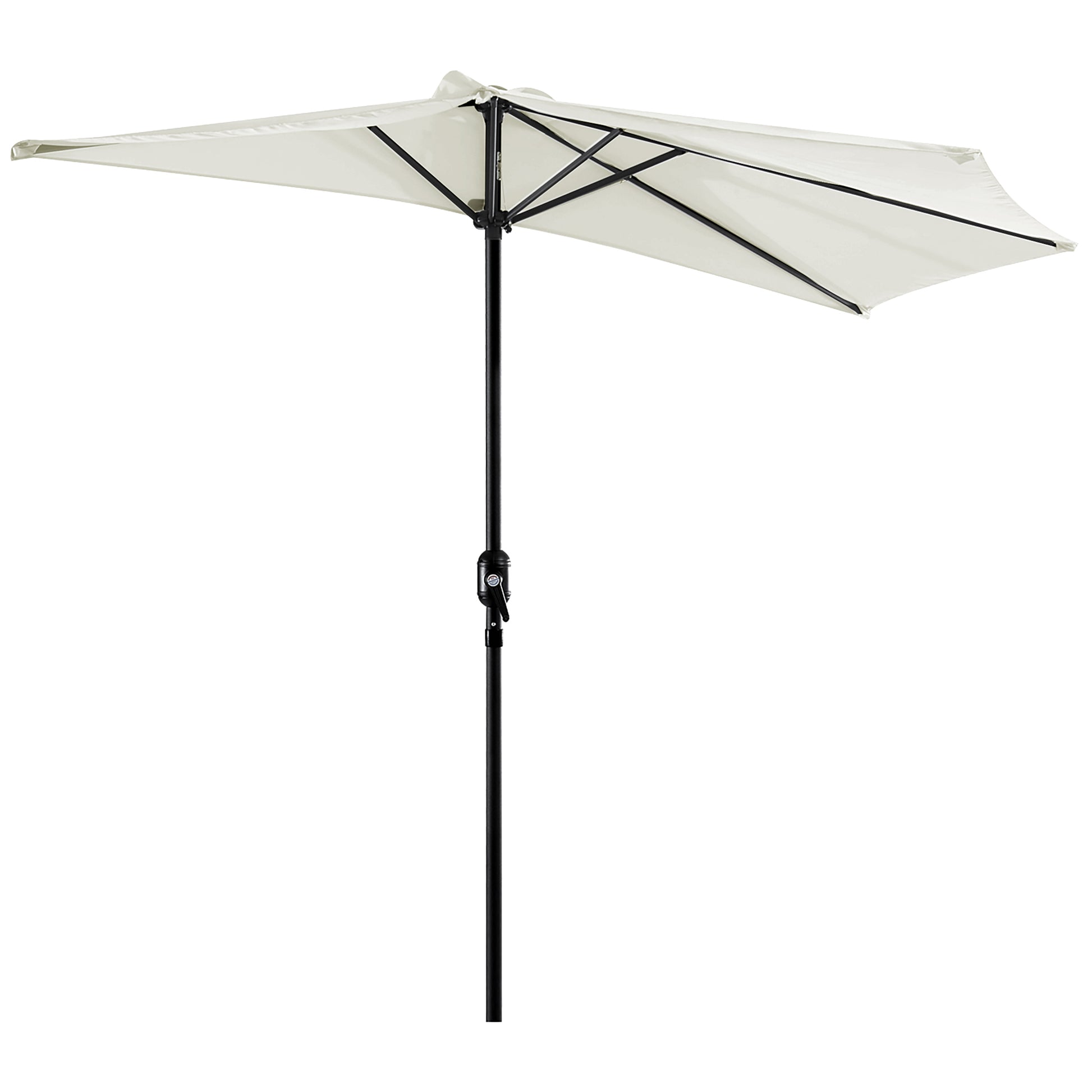 Photo of Outsunny 2.7m Garden Half Parasol, Outdoor Balcony Umbrella with 5 Steel Ribs, Patio Sun Shade, Cream White in White colour on a white background