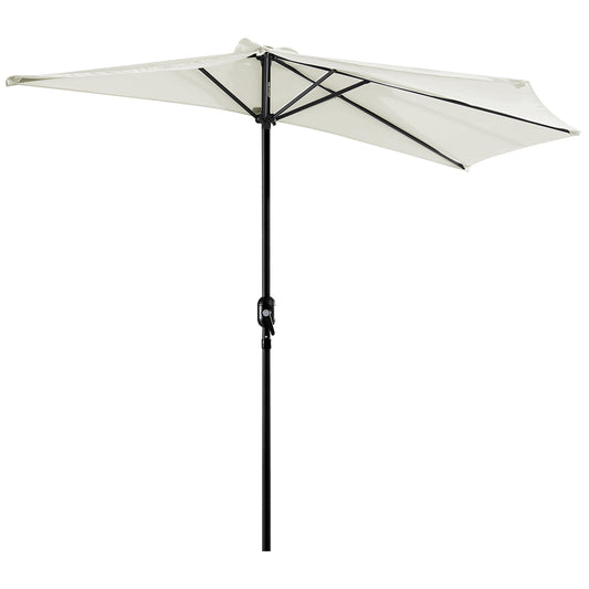 Photo of Outsunny 2.7m Garden Half Parasol, Outdoor Balcony Umbrella with 5 Steel Ribs, Patio Sun Shade, Cream White in White colour on a white background