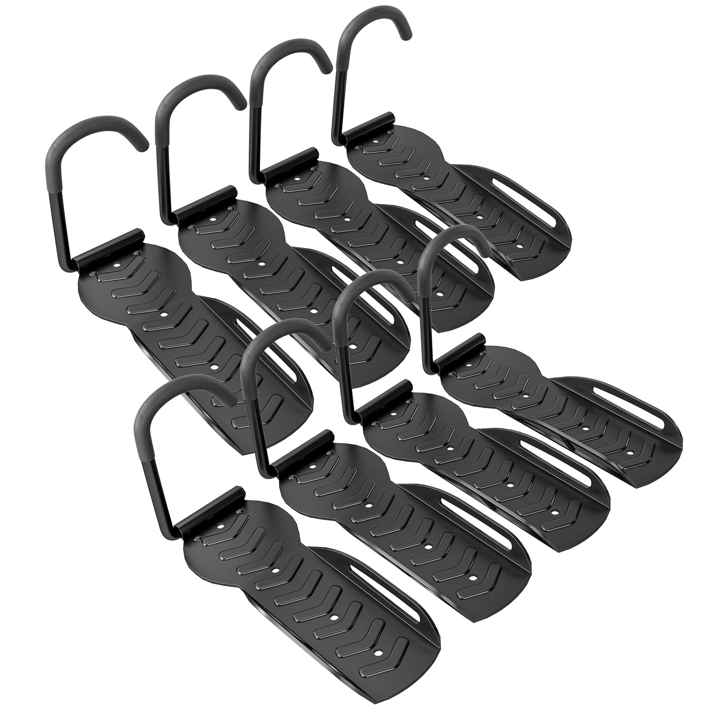 Photo of SPORTNOW 8 Pack Bike Rack, Wall Mounted Bicycle Hanger Hook, Foldable Garage Bike Wall Rack, Bicycle Storage Holder for Indoor Outdoor Use in Use colour on a white background