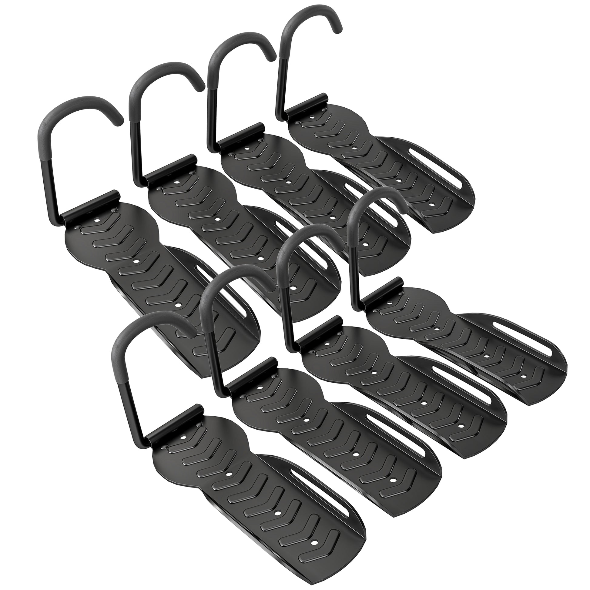 Photo of SPORTNOW 8 Pack Bike Rack, Wall Mounted Bicycle Hanger Hook, Foldable Garage Bike Wall Rack, Bicycle Storage Holder for Indoor Outdoor Use in Use colour on a white background