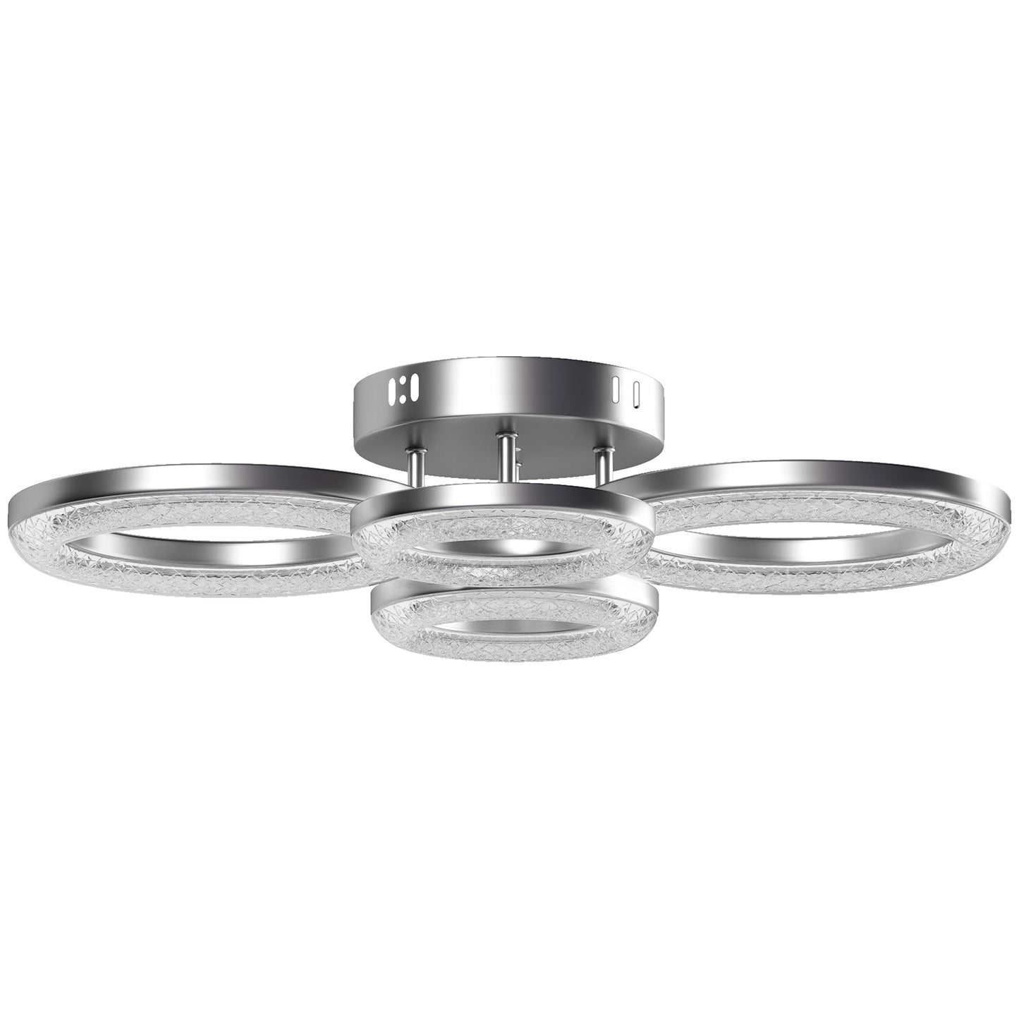 Photo of HOMCOM LED Ceiling Light, Modern Dimmable 4 Rings Ceiling Lamp with Wall Switch, 40W 4350lm Flush Mount Ceiling Light with 3500K/4500K/6000K Colour Temperatures for Living Room, Bedroom, Silver Tone in Tone colour on a white background