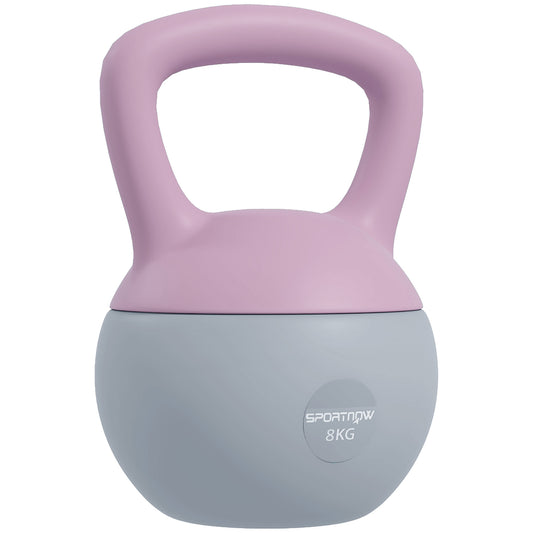 Photo of SPORTNOW 8KG Soft Kettlebell, Kettlebell with Non-Slip Handle for Home Gym, Weight Lifting, Strength Training, Purple/Grey in Purple/Grey colour on a white background