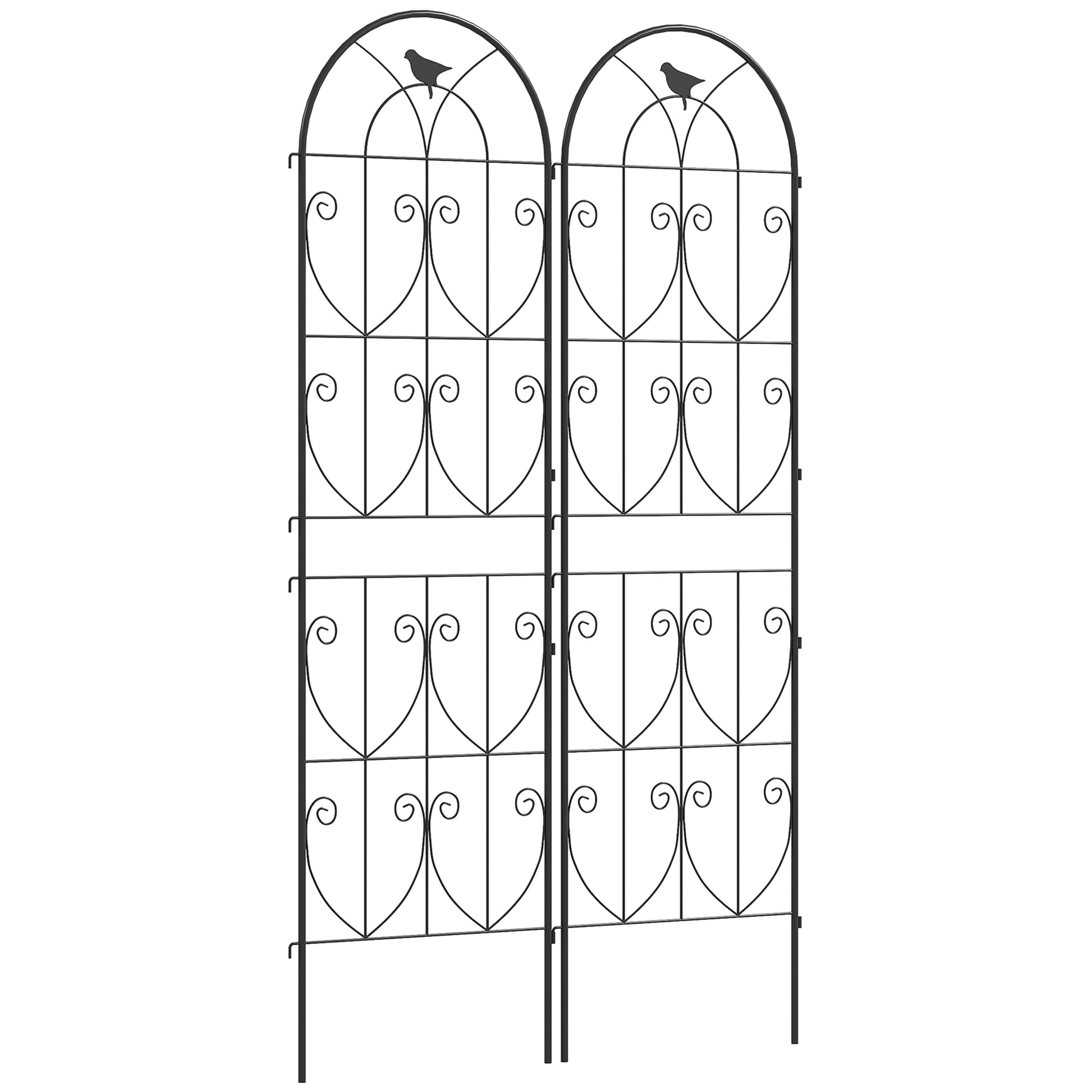 Photo of Outsunny Set of 2 Garden Trellis, Metal Fence Panels for Climbing Outdoor Plants, Flowers, 180 x 50cm in 50cm colour on a white background
