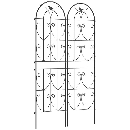 Photo of Outsunny Set of 2 Garden Trellis, Metal Fence Panels for Climbing Outdoor Plants, Flowers, 180 x 50cm in 50cm colour on a white background