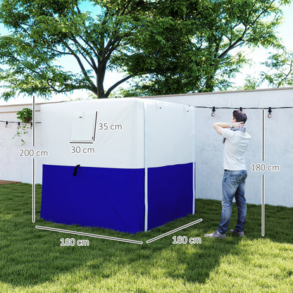 Outsunny 2 x 2 m pop-up gazebo with dimensions marked on its white and blue panels