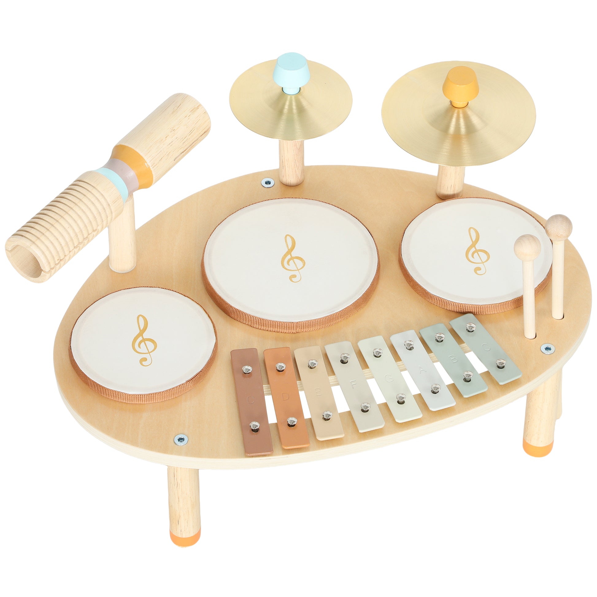 Photo of AIYAPLAY Baby Drum Kit, Wooden Kids Musical Instruments with Drums and Xylophone, Gifts for Girls Boys Birthday, Natural in Natural colour on a white background