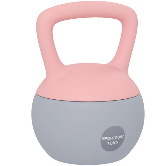 Photo of SPORTNOW 10KG Soft Kettlebell, Kettlebell with Non-Slip Handle for Home Gym, Weight Lifting, Strength Training, Pink/Grey in Pink/Grey colour on a white background